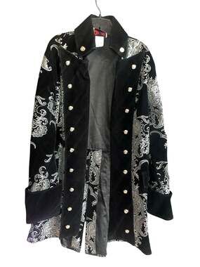 Charades L. John Silver Pirate Gothic Steampunk Velvet Brocade Frock Coat 1X
